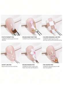 1入組日式風棕色的系列美甲筆帶刷,襯墊,雙面,建築,UV凝膠畫筆,漸變筆合適的適用於兩者美甲沙龍和家庭使用 - 棕色 - 查看 6