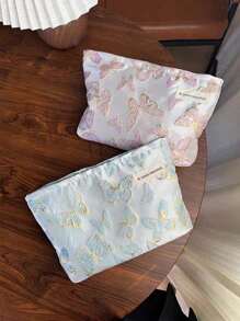 1 pieza/Bolsa de Maquillaje, Embrague, Bolsa de Cosméticos, Bolsa de Tocador, Bolsa para Maquillaje, Tela Jacquard, Diseño de Mariposa, Estilo Dulce, Moda Exquisita, Gran Capacidad, Liviana y Portátil, Para Ir y Venir, Cita, Regalo Ideal, Para Cualquier Ocasión, Accesorio Esencial para Mujeres Encantadoras