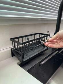 Multifunctional Kitchen Sink Organizer Rack, Counter Draining Rack, Sponge & Rag Hanging Basket, Faucet Side Mounted Rack - Multicolor - View 3