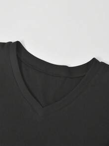 女士美式紧身短袖 T 恤，秋季时尚短款上衣 - 黑色 - 查看 4