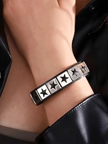 Punk Spiked Studded Bracelets Punk Leather Rivets Bracelet Cuff For Men Women Punk Rock Studded Bracelet Set, Black Leather Rivet Punk Bracelet Cuff Wrap Bangle Snap Button Metal Wristband & Gifts - Black - View 12