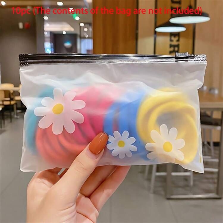 10pcs Cute Daisy Zipper Pouch: Perfect For Organising Makeup, Hair Accessories, And Travel Essentials - Made Of PVC For Waterproof - Multicolor - View 10