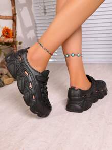 Hot-Selling Soft Bottom Slip-On Slippers For Women, Summer New Hollow Hole Sandals Non-Slip Wear-Resistant Super Popular Half-Slippers Outdoor Fashion Versatile Quick-Drying Breathable Comfortable Lightweight Breathable Hollow Beach Sandals