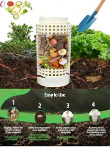 1 Pieza Compostador de lombrices para macetas pequeñas y jardines, Tubo de compost de té de lombrices ahorrador de espacio, Redondo, a prueba de olores, de material plástico para el cuidado del jardín y el césped, regalo ideal para familia y amigos - Multicolor - Ver 4