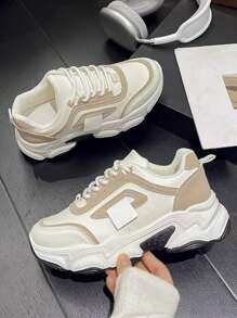 1 Pair Girl's 2025 New Spring Ugly Sneakers, Versatile Soft Bottom Sports Casual Shoes, Platform Increased Height, Suitable For Spring, Summer, Autumn