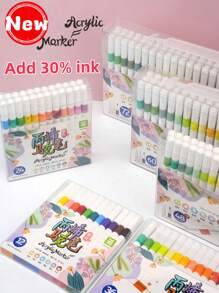 Nouveau marqueur acrylique à pointe souple avec 72 couleurs, grande capacité et encre à 30% à base d'eau. Convient aux débutants pour dessiner, couleurs faciles et rapides. Cadeaux d'anniversaire pour les amis, dessins scolaires, rentrée des classes