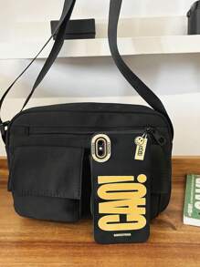 Couples Shoulder Bag, Multi-Pocket Shoulder Bag, Men's Shoulder Bag, Casual Sling Bag, Nylon, Square Bag College Bag Sling Bag