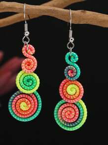 Pendientes colgantes de estilo retro con espiral arcoíris colorido, joyas de moda, accesorios elegantes clásicos para mujer, regalo ideal para aniversario, cumpleaños, San Valentín