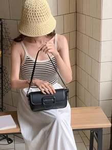 Women's Fashionable Underarm Polyester Shoulder Bag For Daily Wear - Black - View 4