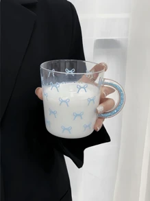 1 件蓝色蝴蝶水钻手柄玻璃杯，时尚蓝色蝴蝶玻璃杯，优质耐热咖啡杯，夏季清爽果汁杯，适用于餐厅、客厅、饮料店、咖啡厅返校 - 彩色 - 查看 9