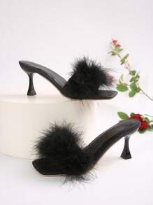 Women Square Toe Crossed Strap Thin Heel High Heels, Suitable For Daily Commuting, Versatile And Comfortable To Wear, Soft And Slim Leather, Makes You Look Slim And Tall