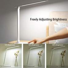 1pc Touch Control Table Lamp, Support Mobile Phone Charging, Three Levels Of Brightness Adjustment Desk Lamp, Suitable For Office Work And Reading - White - View 7