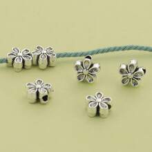 50 件花卉空心合金隔珠，花卉设计，用于制作珠宝、DIY 手链、项链、脚链、吊坠、手工工艺品 - 彩色 - 查看 6