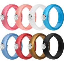 OVERSIZE 4-12 Silicone Rhinestone Ring For Men And Women Silicone Diamond Rings - Women's Wedding Engagement Rubber Band - Metallic Bronze - 查看 4
