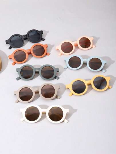 8副/套圆形儿童时尚眼镜，适合海滩、街头、派对、日常生活和户外旅行