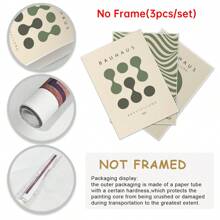 3 件/套鼠尾草绿色包豪斯墙壁艺术海报，包豪斯抽象墙壁艺术帆布画，几何现代艺术海报，客厅家居装饰，无框 - 3PCS - 查看 4