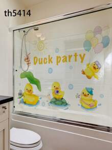 1 件卡通鸭子图案墙贴，现代 PVC 家居墙贴，防水贴纸，墙贴，乙烯基家居装饰贴花，春季装饰品让您的家焕然一新，Rama 装饰贴纸 - 11.81*23.62 英寸 - 彩色 - 查看 6