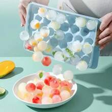 33-Grid Round Ice Cube Tray, Polished Glossy, Dustproof, Suitable For Home Kitchen (33-Grid Ball Tray - Pink)