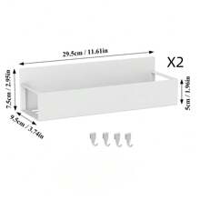 1pc/2pcs/4pcs Set, With 2pcs/4pcs Hooks, Black/White/Beige, Multi-Size, Magnetic Refrigerator Storage Rack, No Drilling Storage Shelf, Spice Rack, Kitchen Accessories Set - Multiple Sizes - Multicolor - View 19