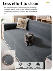 1pc Waterproof Corduroy Jacquard 4-Season Sofa Cushion Cover, Simplistic Modern Style Pet-Friendly Anti-Scratch Anti-Slip Sofa Slipcover, Suitable For 1/2/3/4-Seat Sofa In Living Room (Armrest Sold Separately)