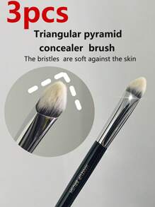 3/1pc Black Tiangular Concealer Brush For Acne, Dark Cicles, Tear Troughs,Highlighting And Detaing,.Christmas Gift,A Must Have Makeup Bnush For Beginers,A Great Makeup Item - Multicolor - View 1