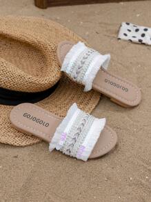 Chinelos da moda para meninas, design de borlas estilo boêmio, sandálias versáteis e simples