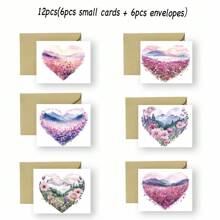 Set van 12/24 romantische aquarel hartvormige wenskaarten met enveloppen - Geschikt voor Moederdag, jubileum, verloving en Valentijnsdag - Doordachte kaartcadeaus voor echtgenoot, echtgenote, vriend, vriendin, vader, moeder - Uniek cadeau-idee