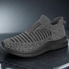 Men's Summer Plus Size Slip-On Mesh Shoes, Breathable Mesh Upper Casual Running Shoes For Elderly, Lightweight And Soft Air Cushion Shoes For Elderly