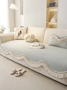 1 pieza Funda de sofá de chenilla de unicolor, protector de sofá minimalista moderno, cojín de sofá asimétrico apto para mascotas, adecuado para sala de estar, dormitorio, oficina, para todas las estaciones