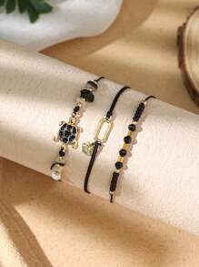 3 chiếc vòng tay theo chủ đề đại dương theo phong cách Bohemian có vỏ sò, sao biển, rùa biển, ốc xà cừ, cá heo, trái tim, pha lê hình con mắt, thích hợp cho phụ nữ đeo trong các dịp thường ngày, đi nghỉ, du lịch và tiệc tùng - Nhiều màu - Xem 9