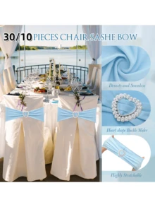 30/10/1 Pieces Of Spandex Elastic Chair With Bow Tie For Wedding Reception - Universal Elastic Chair Cover Strap, Buckle Slider Suitable For Decorating Chair Waistband, Birthday Party, Wedding Party, On-Site Chair Backrest Decoration And Fixation For Banquets, Parties, Hotel Events