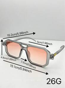 2 件装撞色双桥方形框架时尚眼镜，女士适用