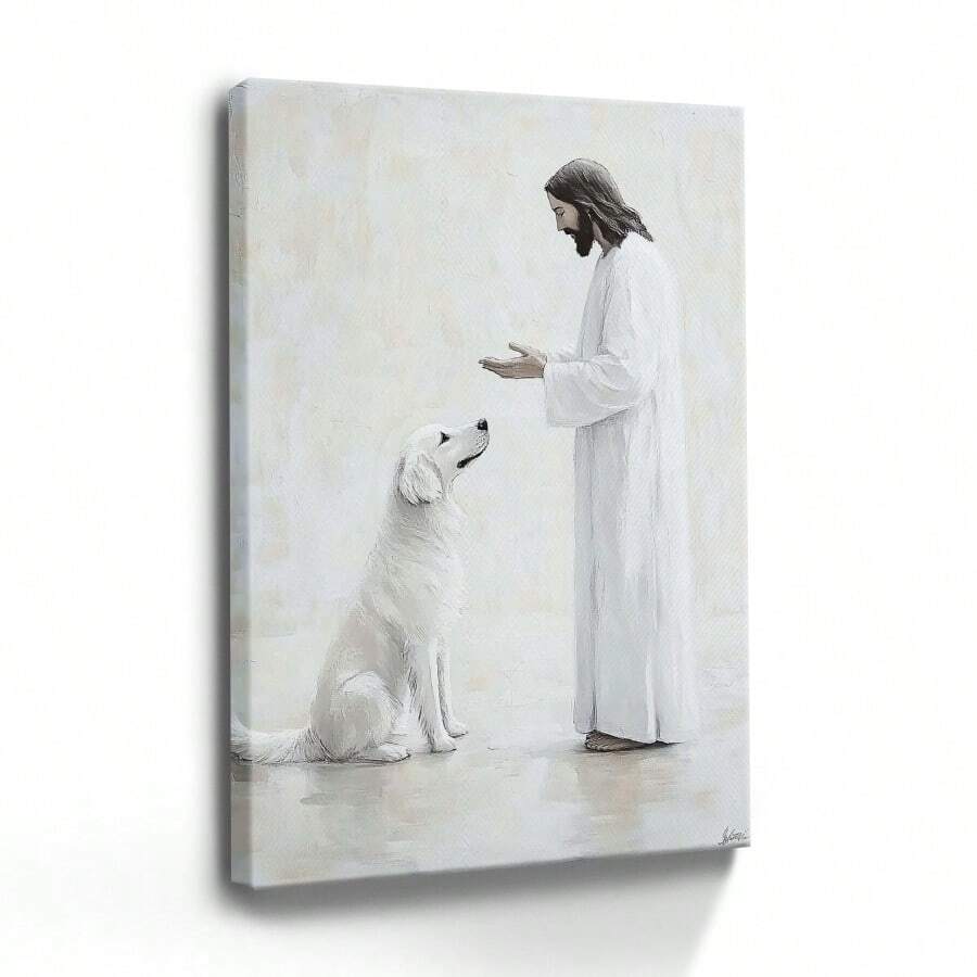 1 Pc, Framed Canvas Wall Art White Background, Jesus, Art Print Canvas Poster, Canvas, Wall Art, Living Room, Kitchen, Bedroom, Bathroom, Classroom, Office, Dorm Room, Hallway, Cafe, Bar, Home, Home Decor, Wall Decor, Framed Wall Newspaper, Art Print, Wall Art, Holiday, Gift, Room Decoration. Home Decoration Festivals 1 - Black - View 1