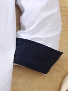 1pc Boys' White Embroidered Button Down Collared Long Sleeve Casual Shirt, Lightweight Fabric, Suitable For Birthday Party, Ceremony, Christening, Fashion Spring/Autumn Wear - White - View 5