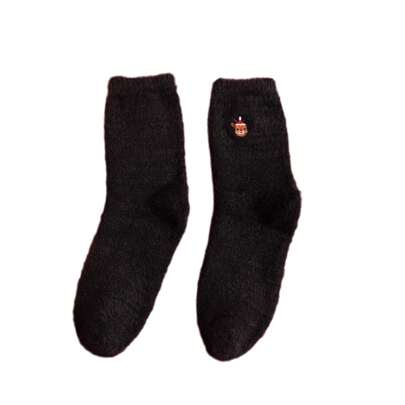 Women Christmas Mid-Tube Socks Autumn Winter Fuzzy Christmas Tree Candy Pattern Warm Fashion Cozy Stockings