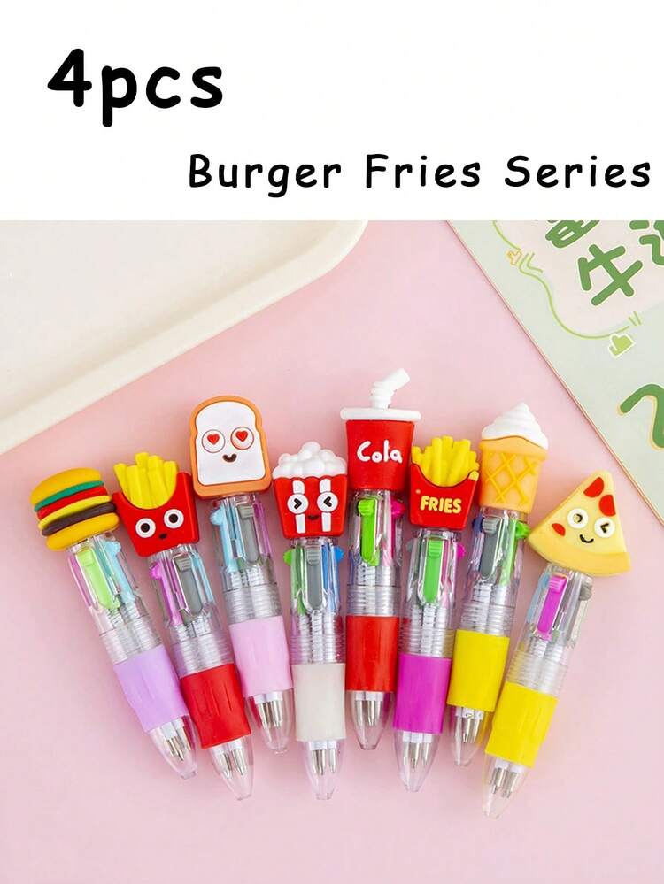 4 chiếc bút bi mini 4 màu hoạt hình có thể thu vào, bút bi nhiều màu cầm tay cho học sinh, nhật ký, đồ dùng học tập & văn phòng, nhiều thiết kế dễ thương đồ dùng học tập, trở lại trường - Nhiều màu - Xem 12