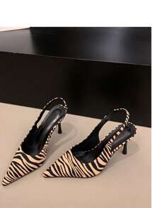 Sandali con tacco alto da donna con stampa leopardata, per la primavera-estate 2025, cinturino sottile con tacco a spillo, eleganti e sensuali