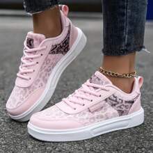 Damskie modne, oddychające, płaskie, codzienne trampki z nadrukiem w panterkę, uniwersalne i wygodne buty do jazdy na deskorolce, klasyczny, pusty design, wiosna/lato