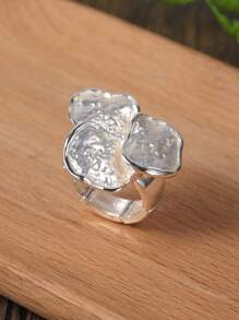 1 Stück Damen Boho Eleganter Luxus Lila & Blau Geometrie Dekor Verstellbarer Ring, geeignet für Braut, Hochzeit, formelle Party, Festival Geschenk