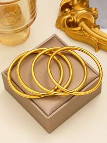 4pcs Luxurious 24K Gold Plated Twisted Bangle Bracelets For Women, Suitable For Gifting And Daily Wear, Perfect For Valentine's Day,Mom,Mother,Mother's Day,Gift