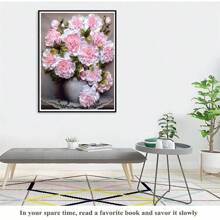 SNA Nuevo estilo 2025 Juego de bordado de punto de cruz con rosas rosas, kit de pintura decorativa para sala de estar con tela impresa 11CT, manualidades de bordado para decoración del hogar