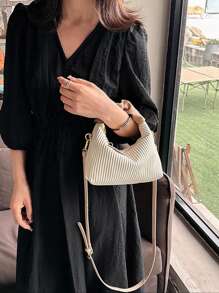 New Fashion Minimalist Versatile Pleated Woven PU Patchwork Tote Shoulder Crossbody Bag