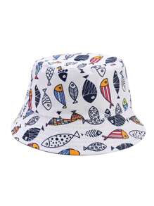 1pc Chapéu de balde infantil, estampa de desenho animado, chapéu de sol ao ar livre, unissex, adequado para uso diário ao ar livre, beira-mar, proteção solar, primavera/verão - 1PC - Ver 18