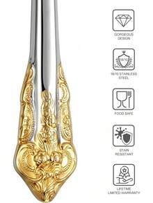 KEAWELL Hermoso esparcidor de mantequilla de 17,5 cm, acero inoxidable 18/10, juego de 4, cuchillo de mantequilla dorado - 1 - Ver 2