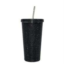 1 件闪亮水钻不锈钢保温水杯 - 带盖防漏便携式旅行杯，平底吸管水杯，适合户外运动和健身、家庭厨房办公室水杯， - 彩色 - 查看 7