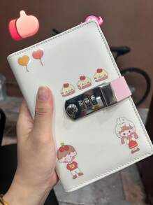 1pc Highly Attractive Password Lock, DIY Loose Leaf Notebook, Multifunctional With Lock Buckle, Note Taking Journal, Student Stationery Notebook, Free Of Random Stickers, 12 Sheets Can Be DIY