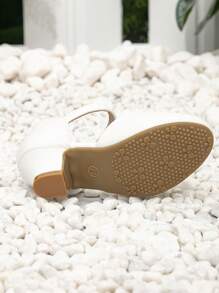 Spring/Summer New Girls' Dress Shoes High Heels, Kids Hollow Out Thick Heel Sandals, Children Bowknot Princess Shoes - White - View 3