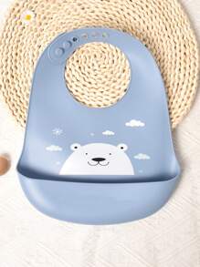 1pc Customized Baby Silicone Bib, Soft Adjustable Waterproof Anti-Dirty Anti-Leakage Bib, Cartoon Design, All Seasons