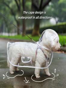 1 件 PU 透明防水宠物雨衣适合狗狗在雨天使用，宠物狗雨衣，宠物连帽防水夹克，柔软衣服