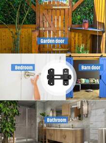 1pc Heavy-Duty Metal Gate Latch, 180° /90°Flip Sliding Bolt, Secure Locking For Pets, Garage, Bathroom & Garden, With Spring Mechanism